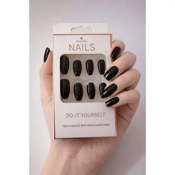 Unha Postiça Preta Beautiful Nails