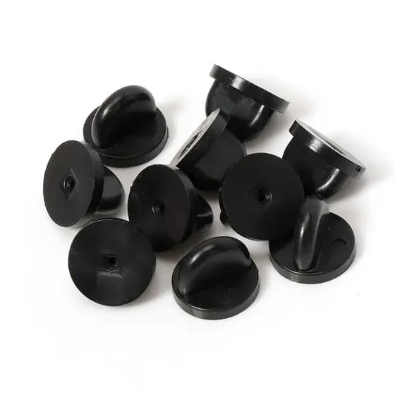 Tampa borboleta de plástico preta, fivela borboleta de PVC, fivela para broche, tampa borboleta de borracha, acessórios