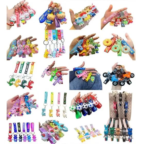 Kit 50 Chaveiros 3D Pingente Com Desenhos Fofos Emborrachado Para Revenda