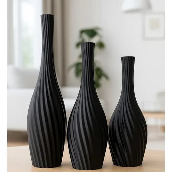 Kit 3 Vasos Decorativos Modernos Sala, Cozinha ou Escritório–3D PLA Premium– 25,20 e 18cm