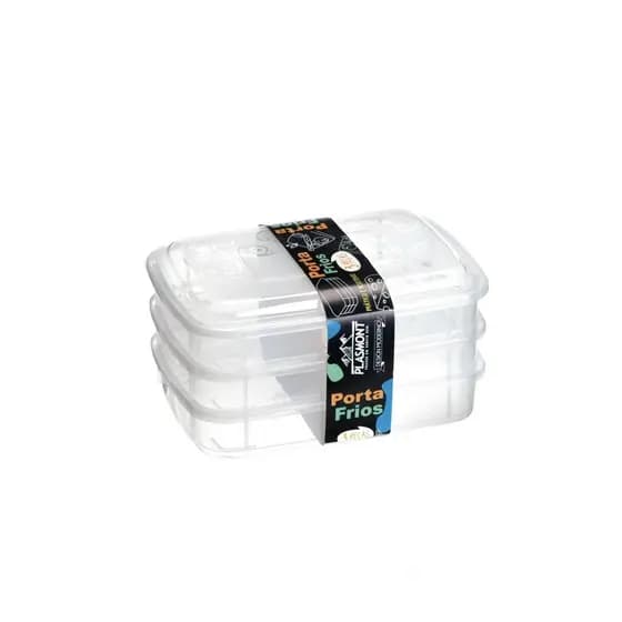 Kit Pote Hermético 3 Divisórias Porta Frios Para Cozinha Organização