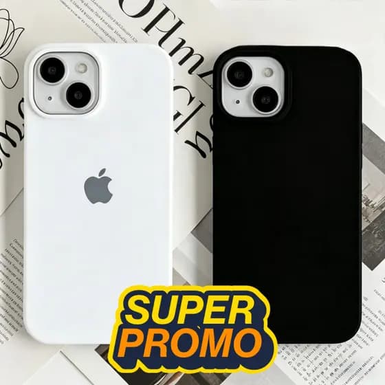Kit 2 Capa Silicone Aveludada Para iPhone ( Preto / Branco ) XR 11 12 13 14 15 16 17 PRO MAX PLUS