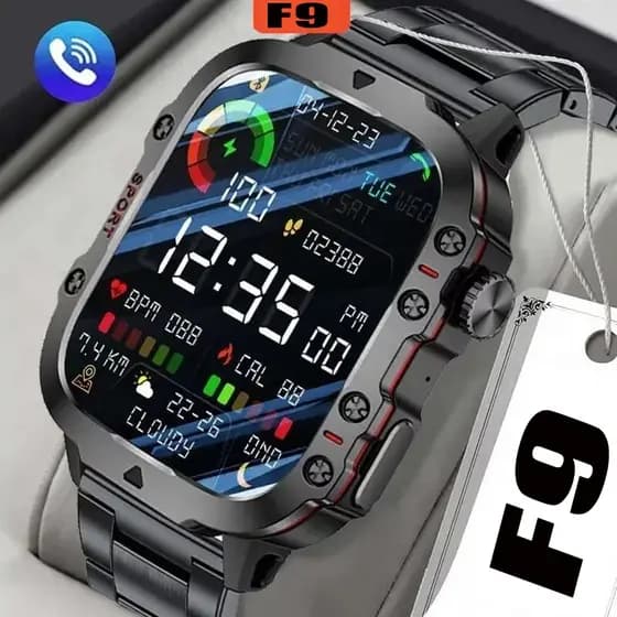 Relógio inteligente F9 2026 com Bluetooth para chamadas, relógio esportivo e frequência cardíaca