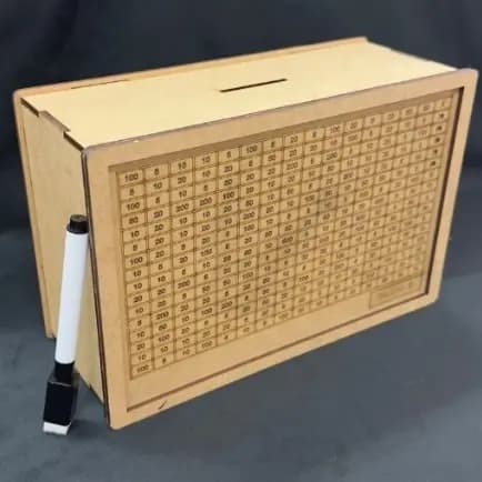 Cofrinho Desafio 10 Mil Woodbox Método Japonês de Poupança Caixa Dinheiro para Organização Pessoal