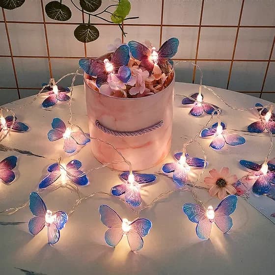 Luz de Fadas Borboleta 10 LEDs Corda Bateria À Prova D'água para Quarto Casamento Natal