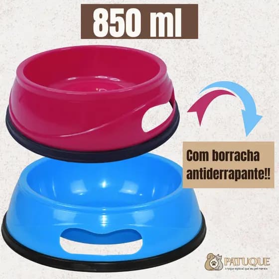 Comedouro pote comida para Cães e Gatos Antiderrapante 850 ml