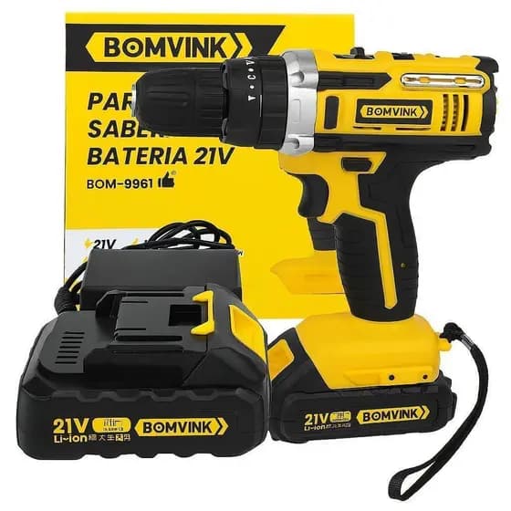 Parafusadeira Furadeira Elétrica 21V Profissional Sem Fio Kit Maleta Completa Fácil Manuseio