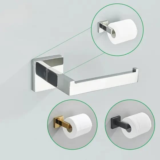 Suporte Porta Papel Higienico Com Prego Inox Acessórios Banheiro Preto fosco /Prata/Ouro