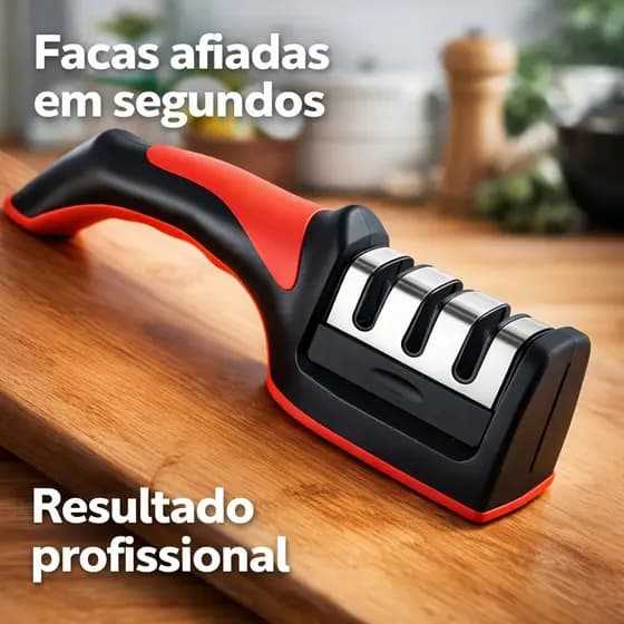 Amolador de Facas e Tesouras Profissional 3 em 1 Polidor Manual com Base Antiderrapante