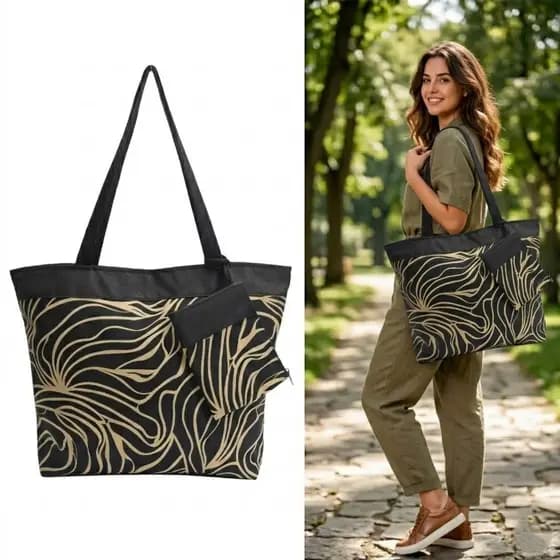 Bolsa Praia Feminina Ombro Estampada + Necessaire