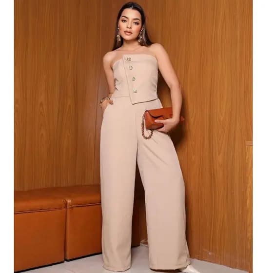 Macacão Social Feminino Tomara que Caia Pantalona Elegante com Tendencia 2026 ✨
