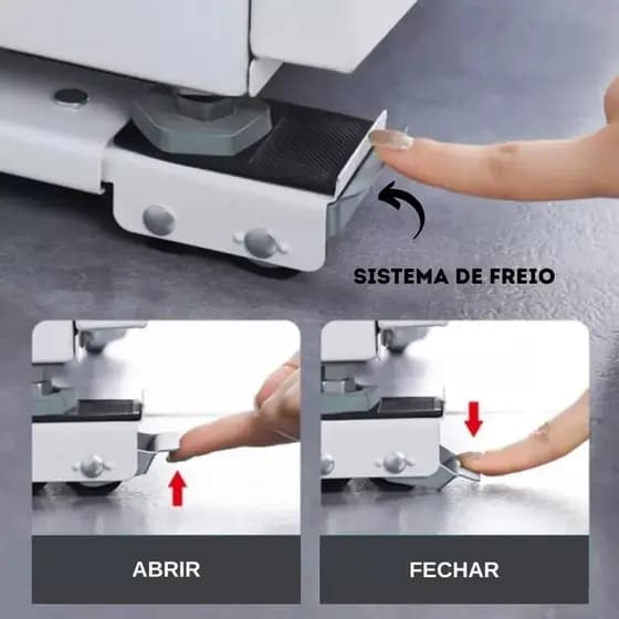 BRANCO/PRETO - Base Suporte com Rodinha P/ Geladeira e Máquina de Lavar