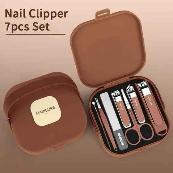 7 Pçs/Set Conjunto De Cortador De Unhas De Aço Inoxidável Aparador Cuidados Com Os Pés Ferramentas Manicure Pedicure Kit