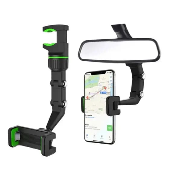 Suporte de telefone multifuncional para espelho retrovisor 360° giratório universal para carro
