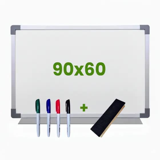 Lousa Escolar Quadro Branco Moldura MDF Aluminizado 90x60