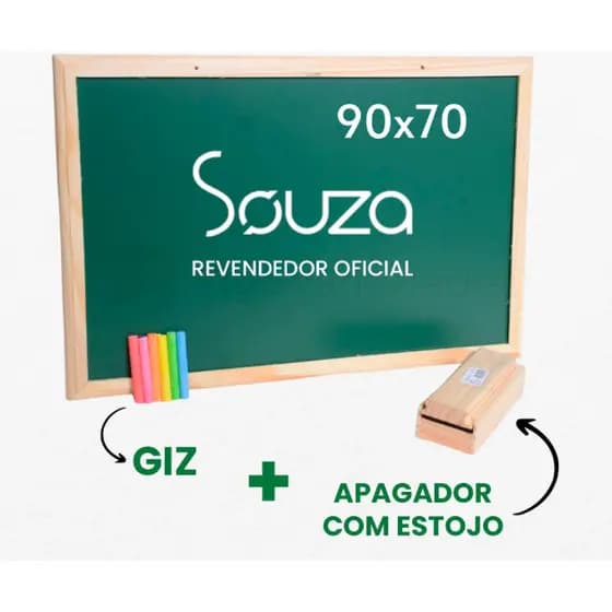 Lousa Escolar Quadro Verde Moldura Madeira 90x70