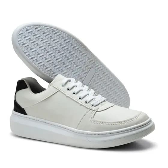 Tênis Sneaker Sapatênis Casual Masculino Sola Alta Branco Confortável