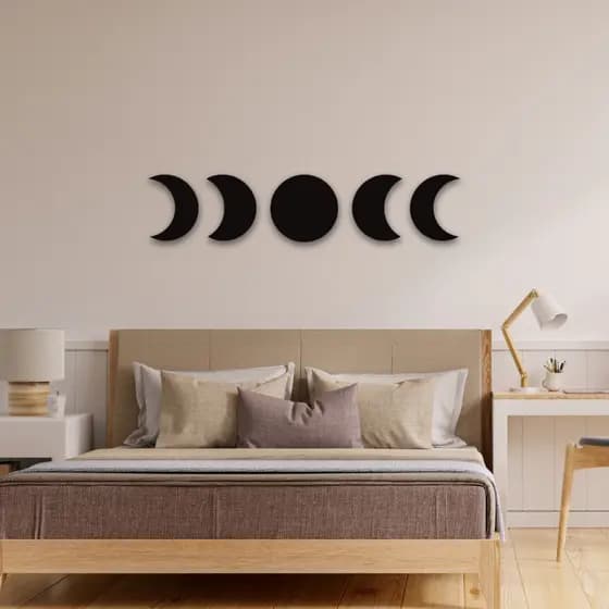 Kit de Quadro Decorativo Fases Da Lua Aplique em MDF 3MM Preto PROMOÇÃO