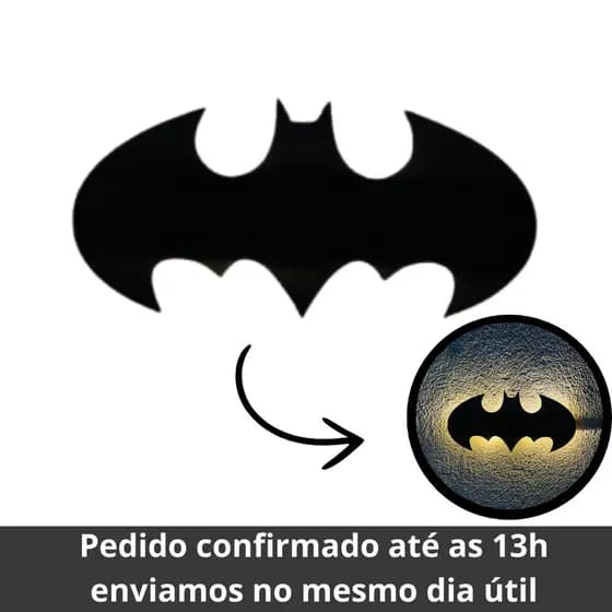 Luminária Abajur Batman LED Decoração Temática para Quarto Infantil