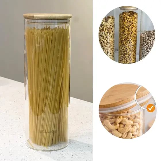 Pote de Vidro 1800 ml com Tampa em Bambu e Vedação Hermética