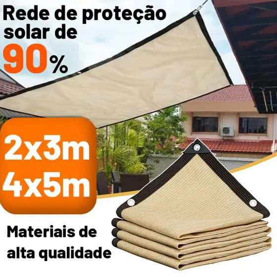 Tela Sombrite 90% 4x5m Bainha Reforçada Com Llhos Metálicos