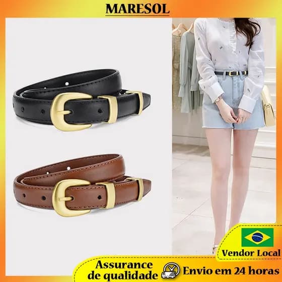 MARESOL Cinto Feminino All-Match Cinto Pin Fivela Decorativa Jeans Cinto Simples Moda Commuter