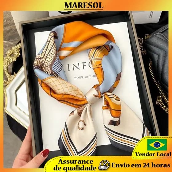 MARESOL simples listrado novo estilo lenço de seda xale pescoço proteção All-Match moda lenço quadrado cachecol decorati