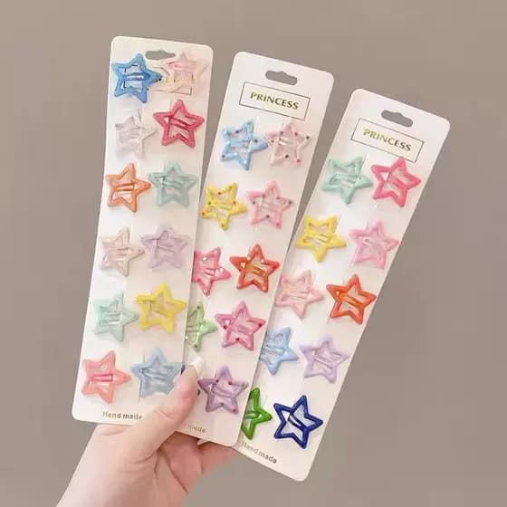 Kit 20 Presilhas Estrela Infantil, Grampos para Meninas Y2k Coloridas, Acessório de Cabelo Tic Tac
