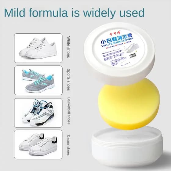 Creme De Limpeza De Sapatos Brancos 120G-Removedor Versátil De Manchas E Solução De Clareamento Com Esponja Para Todos O