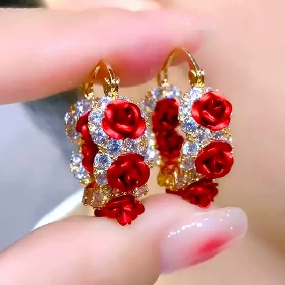 Clipes De Orelha De Rosa Romântica Cristal Strass Elegante Joias Delicadas De Luxo