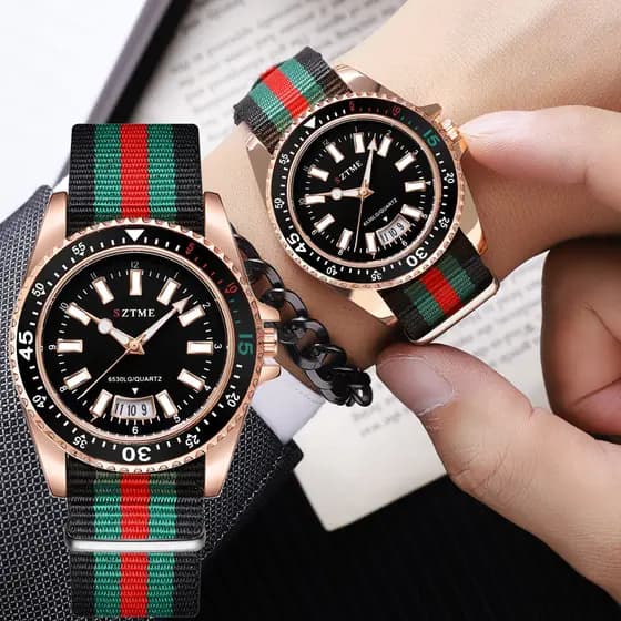 Novo Relógio Unissex Moderno : Luxuoso Quartzo Com Pulseira De Nylon Calendário E Ponteiro Luminoso Para Negócios Lazer