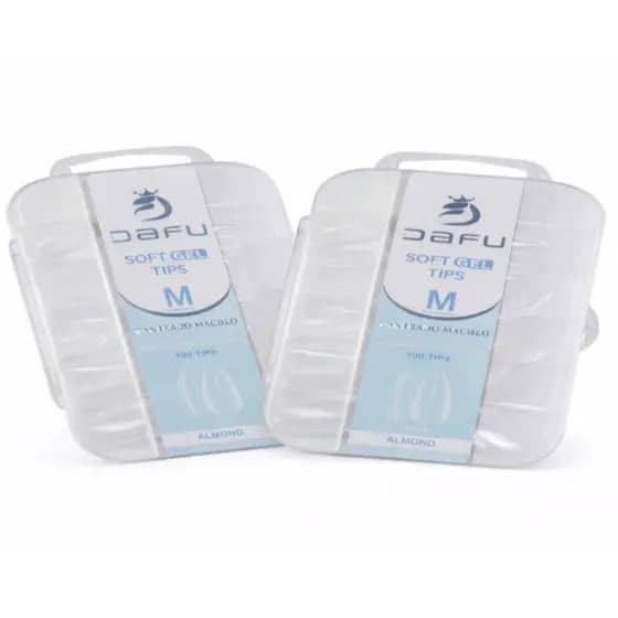 Unha Postiça Dafu Soft Gel Tips Almond Stiletto 100pçs Alongamento de Unhas em 10 Tamanhos