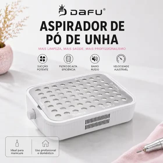 Coletor Sugador Coração Aspirador de Pó de Unhas 48W Alta Potência Manicure Dafu