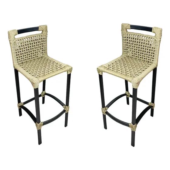 Kit 2 Banquetas Astecas Corda Náutica Balcão Alta Bancada