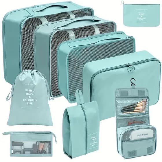 Kit Conjunto 9 Peças Saco De Organizar Viagem Multifuncional Para Roupas E Sapatos