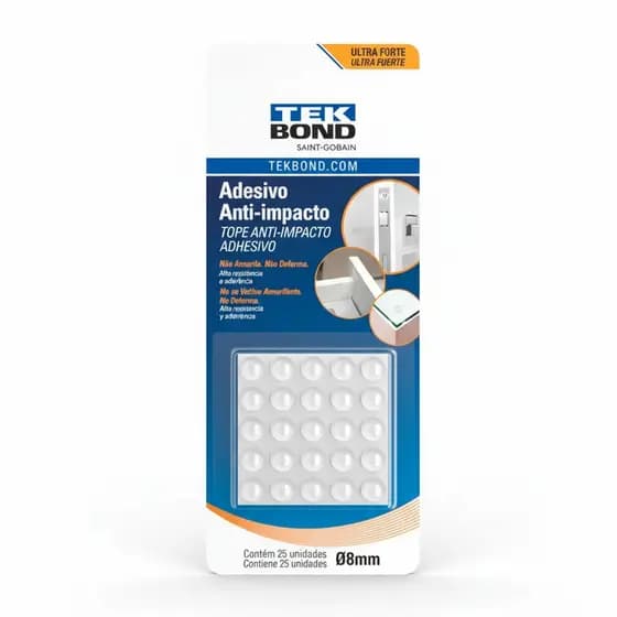 Gota de Silicone Adesiva Anti Impacto 8mm Tekbond 25un Amortecedor para Móveis Gaveta Porta e Vidro