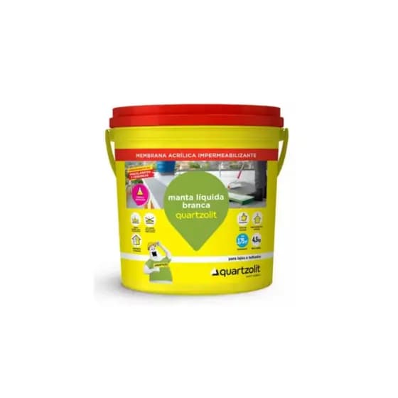 Manta Líquida Quartzolit 4,5kg Impermeabilizante Branco Alta Proteção para Laje e Telhado