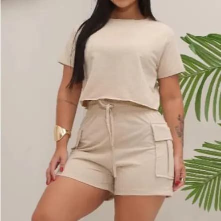 SHORTS CARGO MOLETOM FEMININO BLOGUEIRA PREMIUM CONFORT