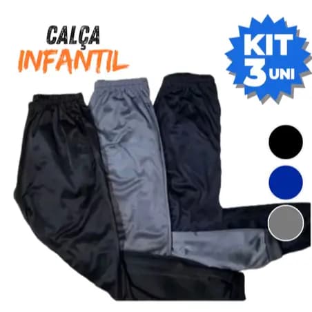 Kit 3 Calças Tactel Infantil E Juvenil Lisa Uniforme Menino 2027