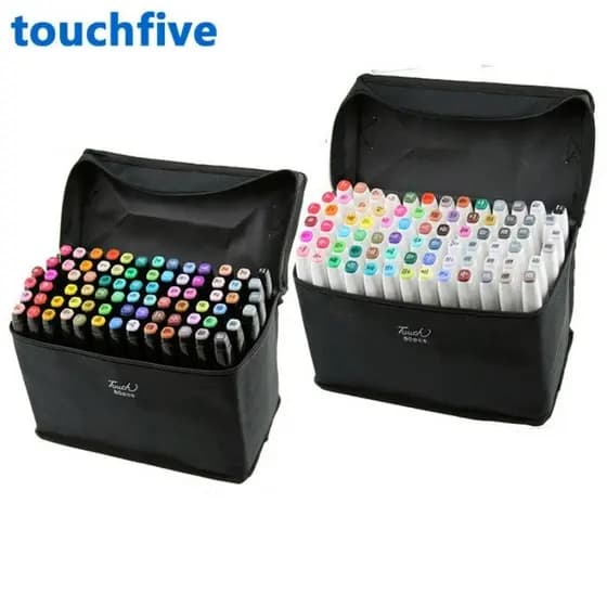 TouchFive Marcadores 24/36/48/60/80/100/120/168 Cores Manga Pincel Duplo Caneta Álcool Feltro Arte Material Escolar