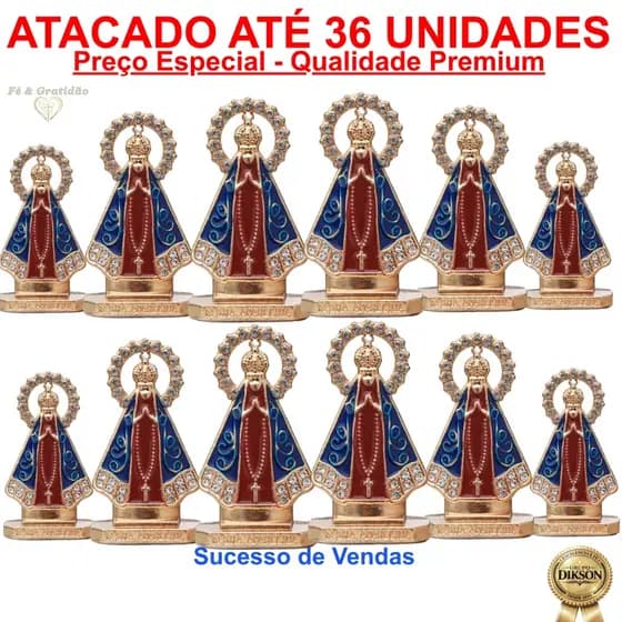 Kit 12 a 36 Santinha Nossa Sra Aparecida Painel Carro Caminhao Mesa Dupla Face Auto Colante Proteção