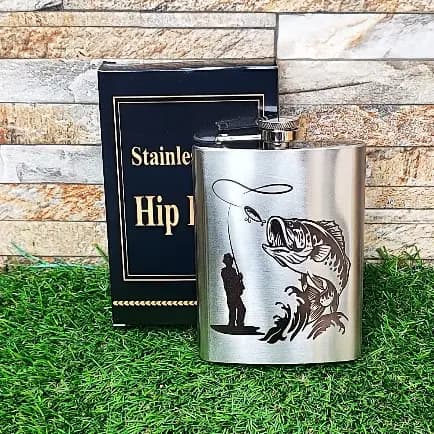 Cantil de whisky CANTIL DE BEBIDA ARTE LASER TEMA: PEIXE PESCARIA - IDÉIAS DE PRESENTE