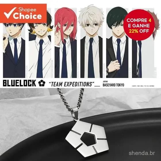 Versão Coreana New Style Blue Lock Football Necklace Pingente de Animação Japonesa