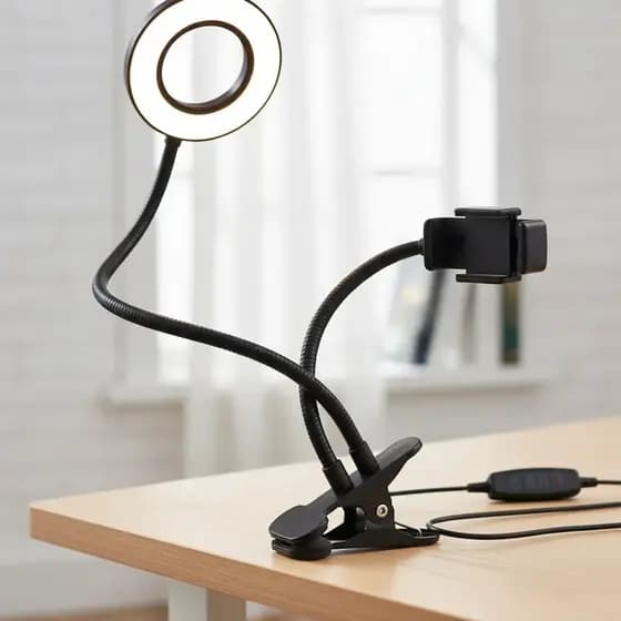Iluminador ring light led mesa prendedor celular selfie