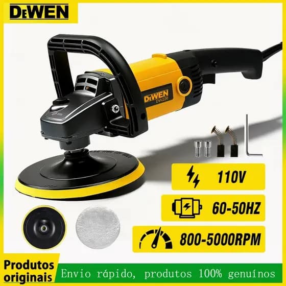 Politriz Automotiva Profissional 7POI, 1300 watts, com múltiplas velocidades (600-3000 rpm), cabo removível, ideal para