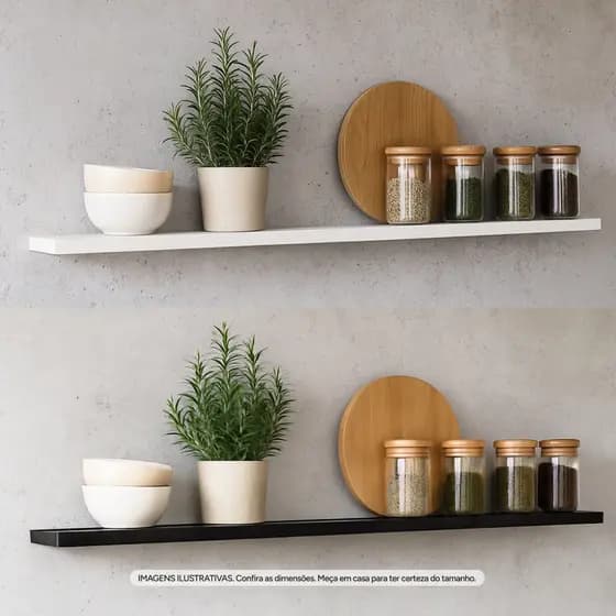Prateleira MDF Preto Branco Madeirado Cru Nicho Decoração Sala Quarto Banheiro Cozinha 80cm 90cm 100cm 110cm