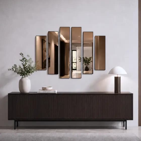 Espelho Decorativo Kit 6 Peças 70x95cm Sala de Jantar Alta Qualidade Prata Bronze Mosaico Reflete Imagem Perfeita Vidro