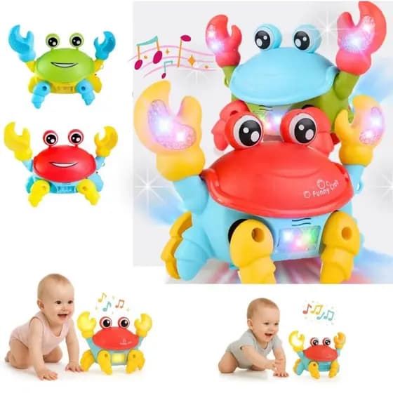 Brinquedo Caranguejo Fujão Musical Infantil com Luz Som e Movimento para Bebês
