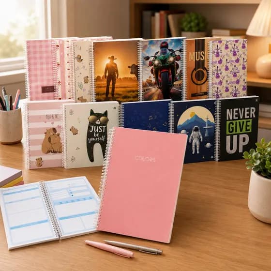 Caderno Universitário 1 Matéria 80 Folhas Espiral Modelos Variados Para Escola, Estudos e Anotações