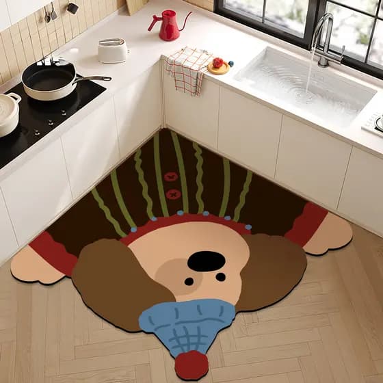 Tapete de diatomita em formato de leque, tapete absorvente de água e óleo para cozinha, tapete de canto para banheiro, t